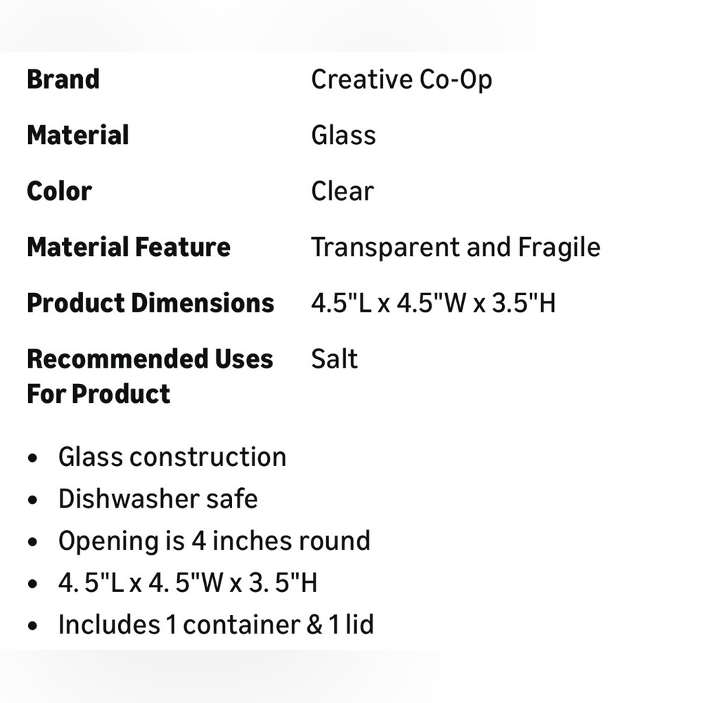 Creative Co-Op Clear Pressed Glass Salt Cellar - Picture 6 of 8